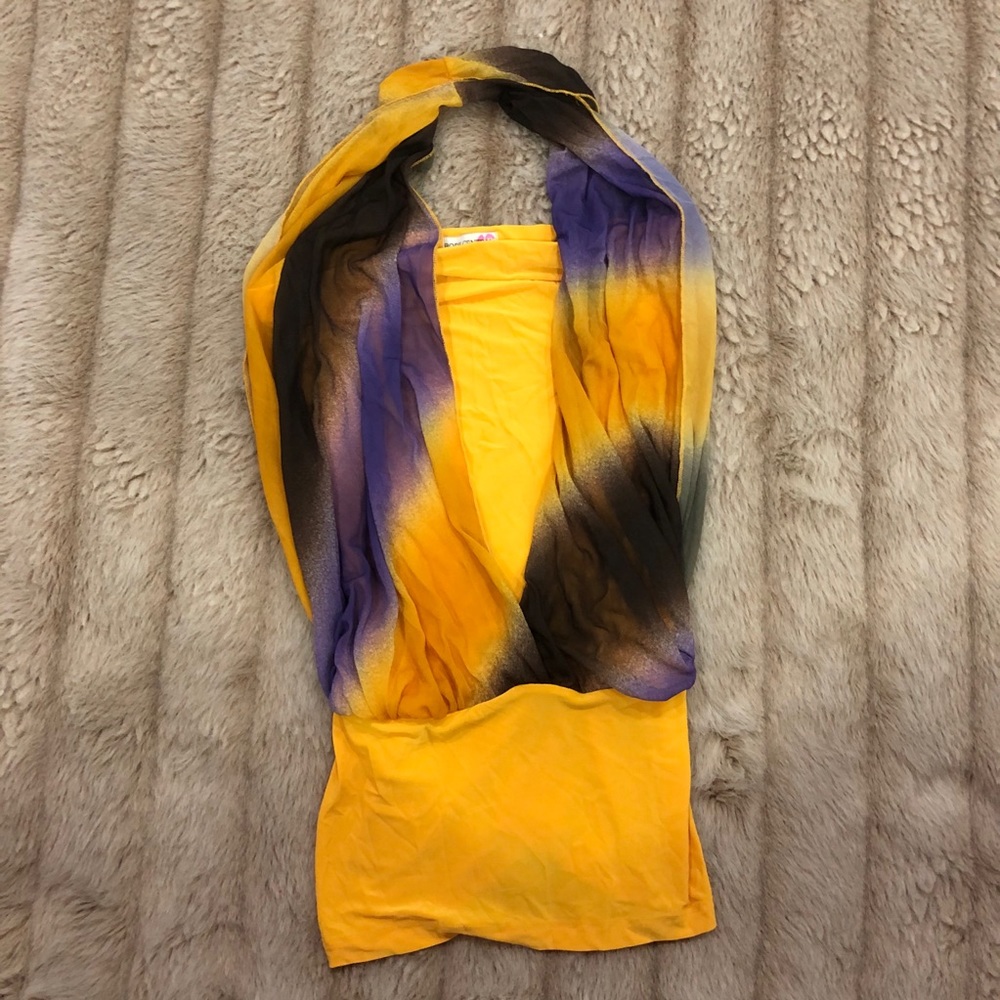 Purple & Yellow Halter Tube Top Hybrid [#GO LAKERS
